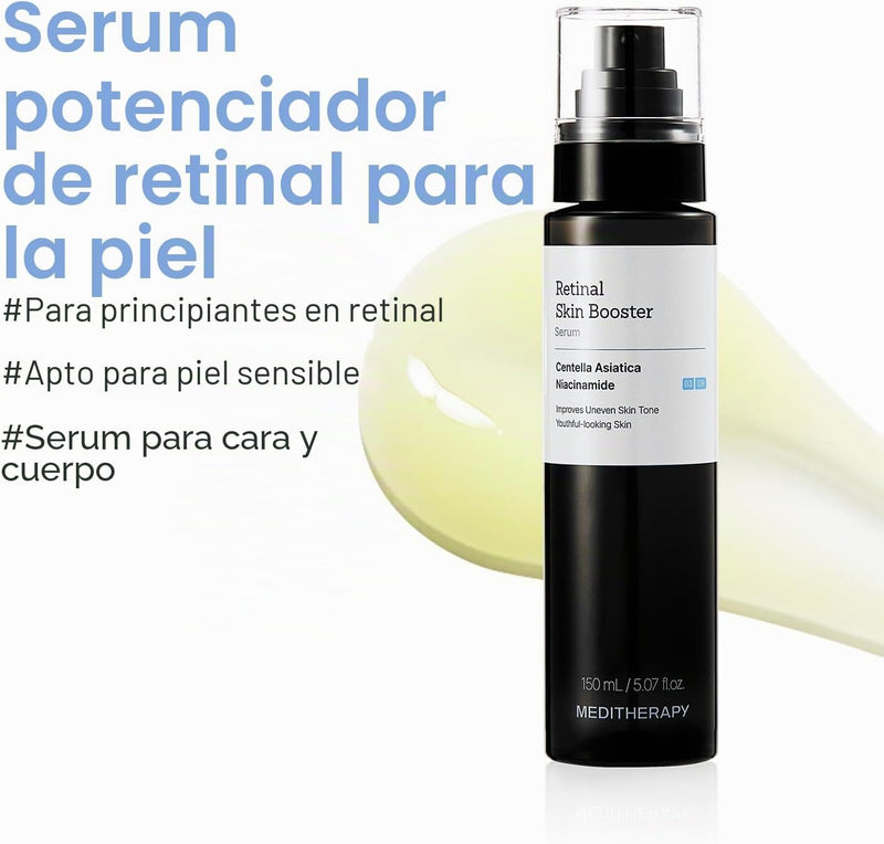 MEDITHERAPY Retinal Skin Booster Serum - Retinaldehído no irritante para principiantes para cara y cuerpo - Minimizador de poros de retinol antienvejecimiento para piel propensa a imperfecciones