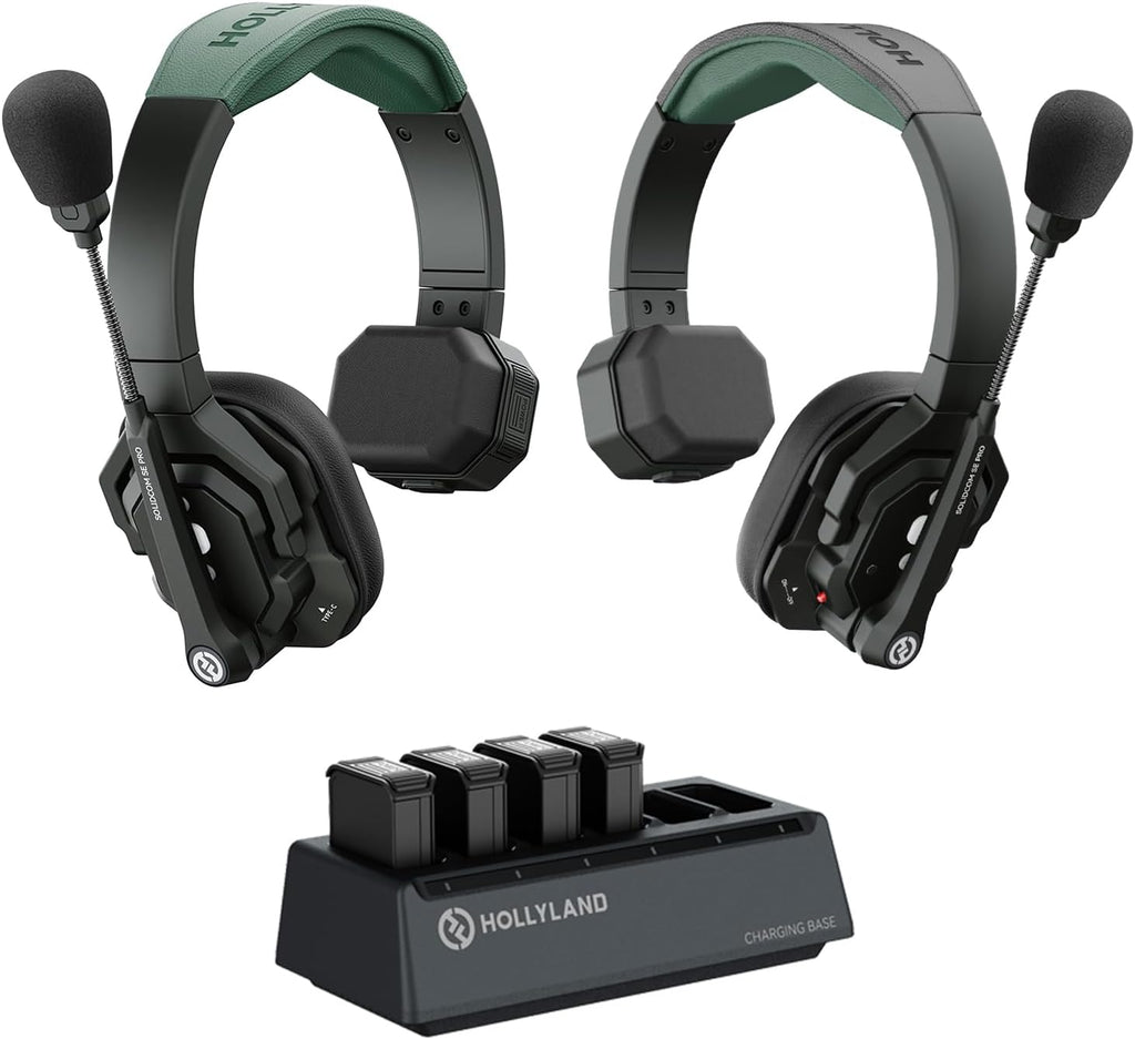Hollyland Solidcom SE PRO 2-Users ENC Noise Cancellation Wireless Intercom Headset System 1312ft Team Communication with