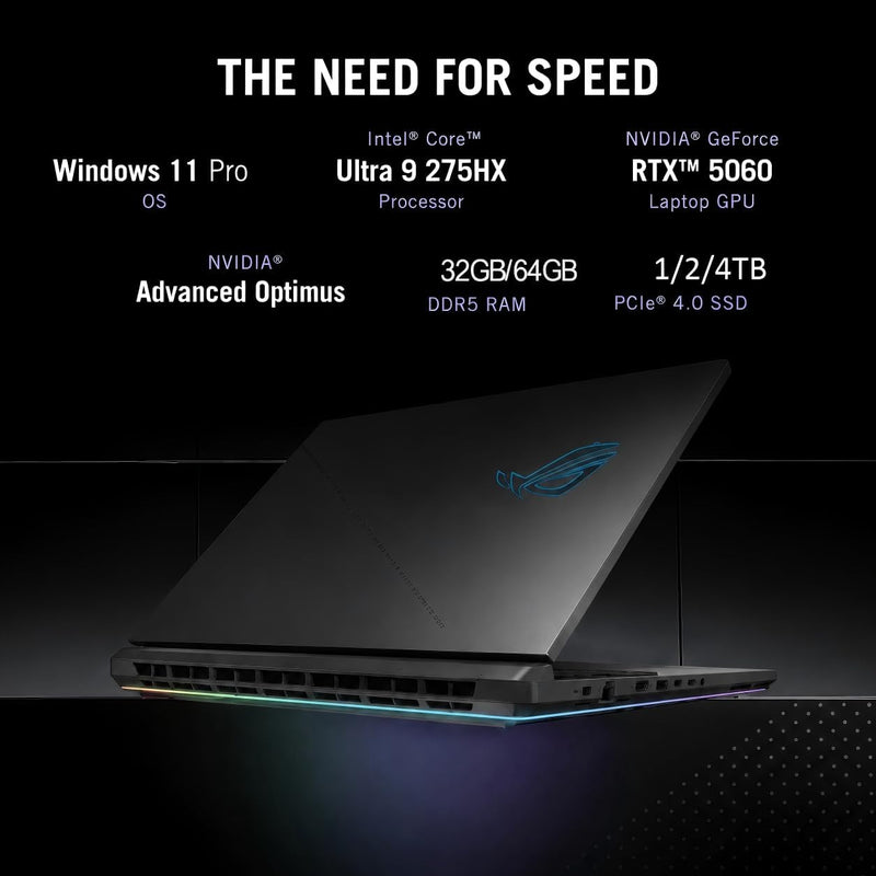 ASUS ROG Strix G18 18-Inch Gaming Laptop, Intel 24-Core Ultra 9 275HX (Up to 5.4GHz), RTX 5060 Laptop GPU, 32 GB DDR5 5600MHz, 1 TB SSD, 18" 2.5K WQXGA 240Hz Nebula Display, Wi-Fi 7, Windows 11 Pro