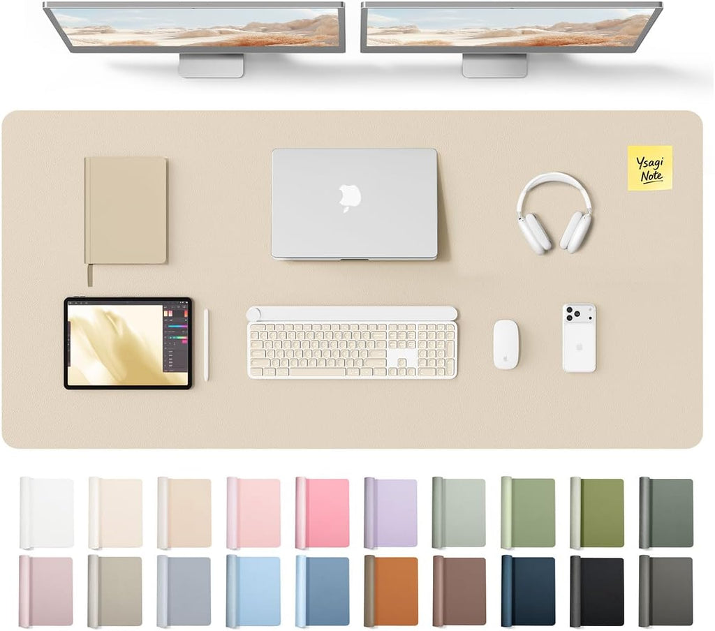 YSAGi Leather Desk Pad Protector, Office Desk Mat, Large Mouse Pad, Non-Slip PU Leather Desk Blotter, Laptop Desk Pad, W