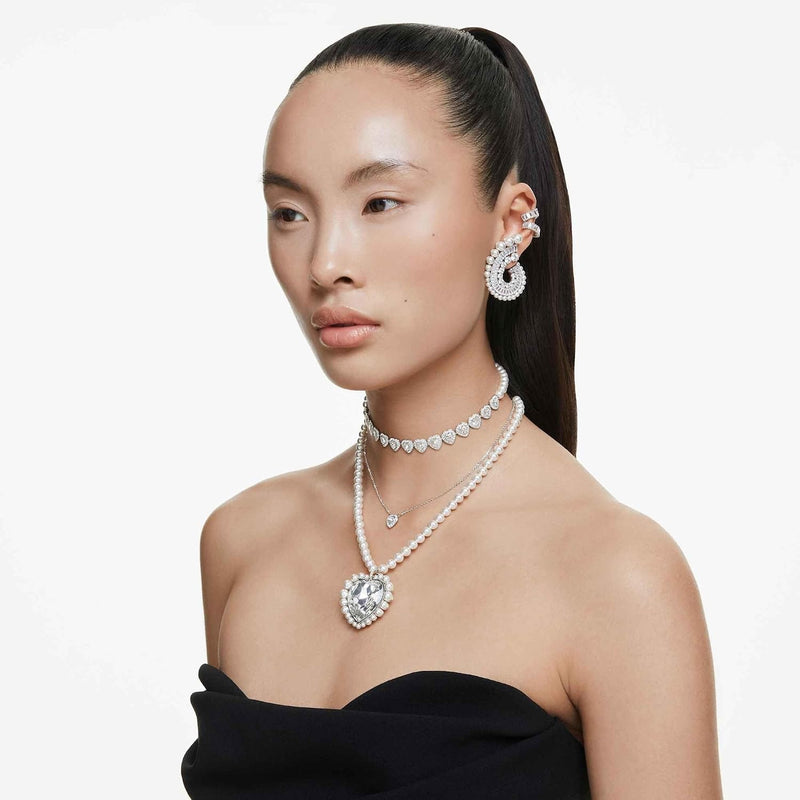 Swarovski Ariana Grande Collection, Clear Crystal & Pearls, Rhodium Finish, Necklaces, Earrings and Bracelets