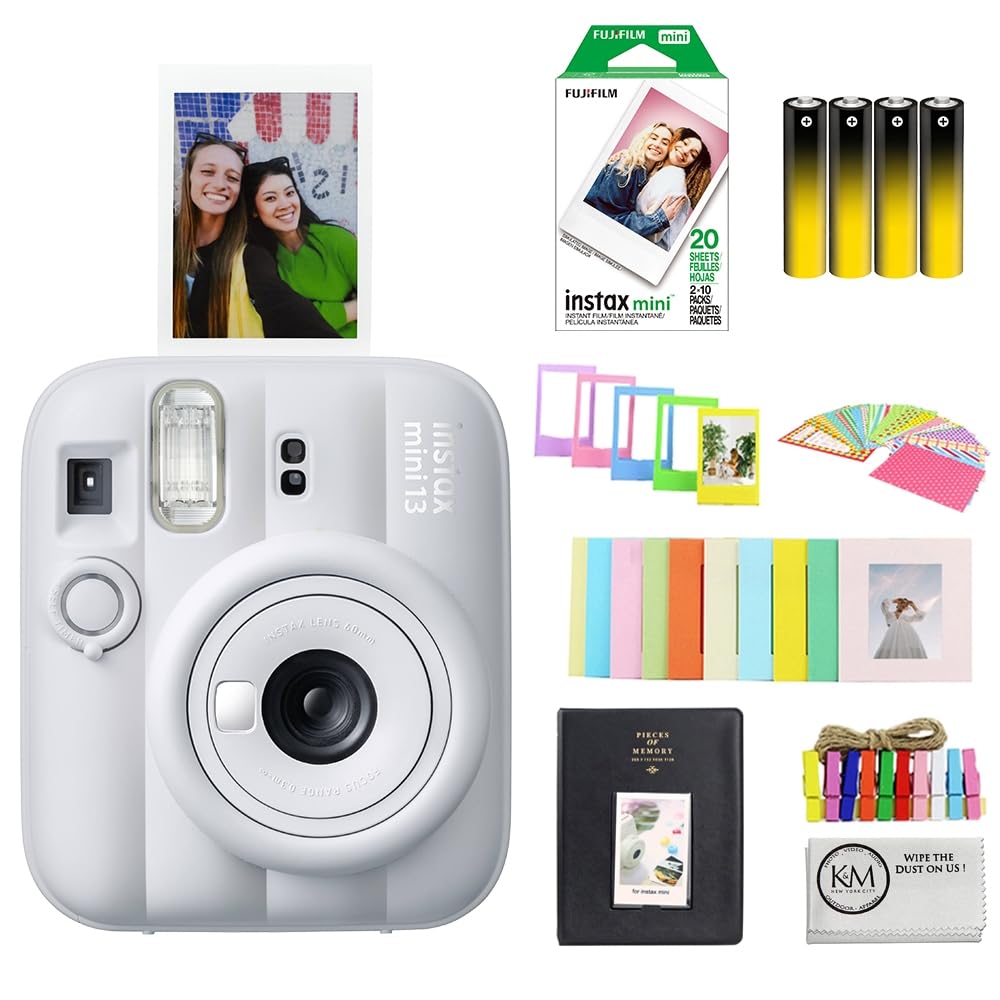 FUJIFILM INSTAX MINI 13 Instant Film Camera | Clay White Bundle