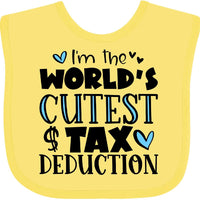 inktastic I'm the World's Cutest Tax Deduction Blue Hearts Baby Bib Pink and White 3acba