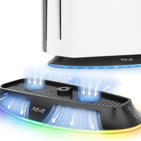 reiie Cooling Stand with Dual Fans,Cooling Station Built-in RGB Light,for Host Battery,Compatible with PS5 Slim&PS5 Pro(All Version)