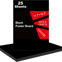25 Pcs Black Poster Board 11.7 x 16.5 Poster Paper, ROOKEA Vision Boards Posterboard Bulk for School Projects Classroom