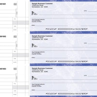 ABC Manual Checks for Business 3 on a Page with Stub Voucher, Blue Checks (1000)