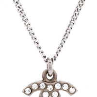 CHANEL Pre-Loved CC Crystal Logo Necklace Metal, Silver