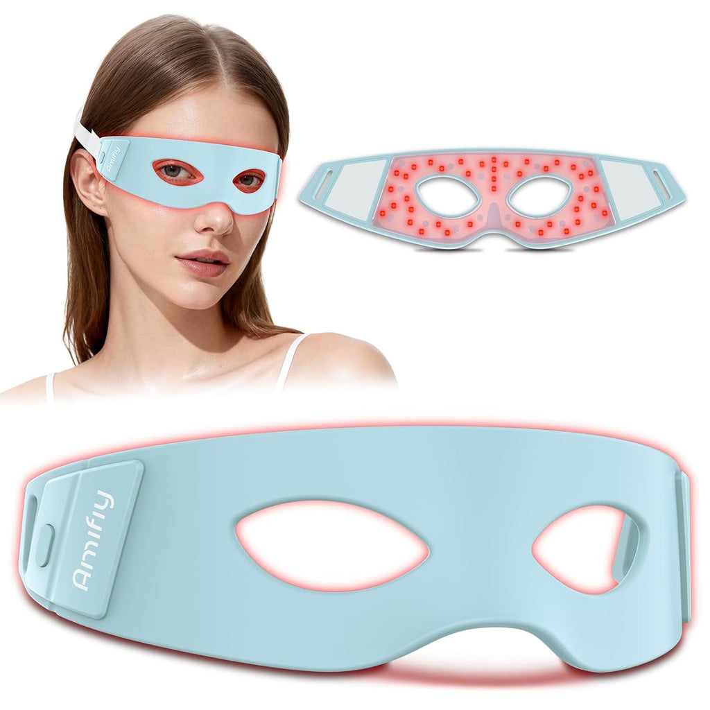 Amifiy Red Light Therapy for Eyes, 3 Minutes Red Light Eye Mask Reducing Dark Circles, Eye Bags, Puffy Eyes, Wrinkles, 830nm NIR Infrared LED Eye Mask For Women & Men