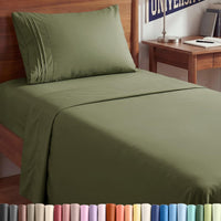 Twin XL 3 Piece Sheet Set - College Dorm Room Essentials - Sage Green