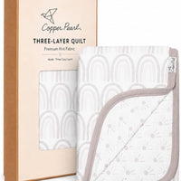 Copper Pearl Three-Layer Blanket: Soft and Breathable Twin Layer Baby Quilt | Boys and Girls Toddler Blanket | 46x46 Pre