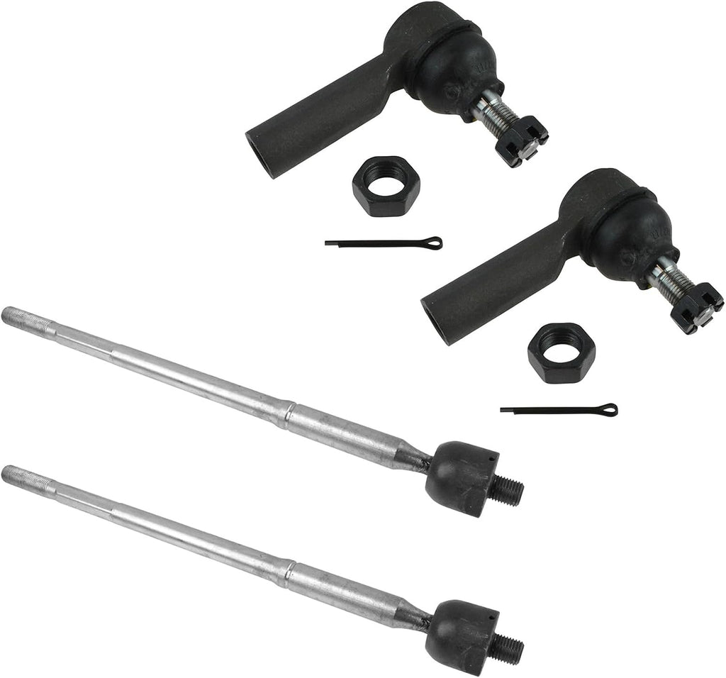 TRQ Inner and Outer Driver and Passenger Side Tie Rod Set 4 Piece