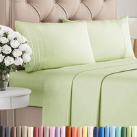 Full Size 4 Piece Sheet Set - Comfy Breathable & Cooling - Light Sage Green