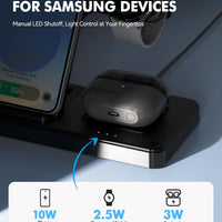SMILE STATION store Wireless Charger for Samsung, 3-in-1 Foldable Charging Station