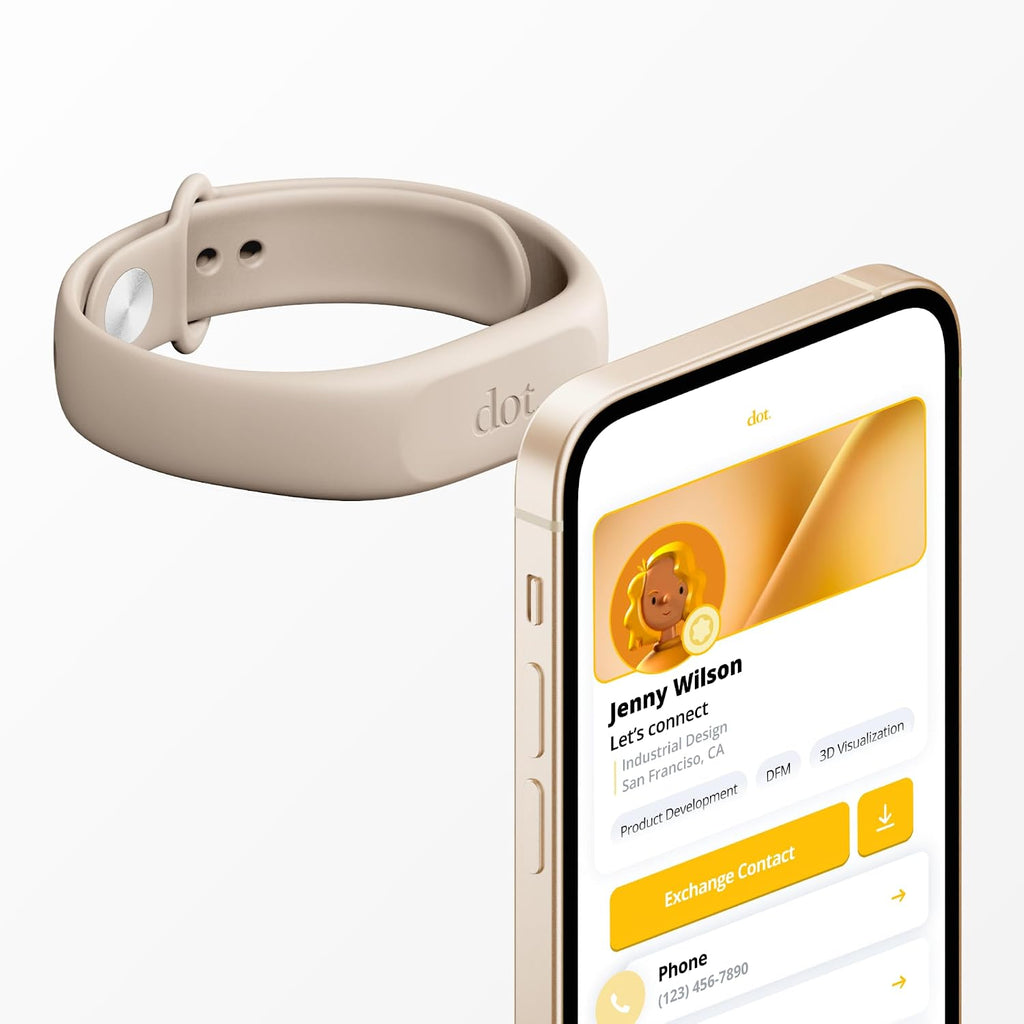 dot. Band - Digital Business Card Wristband - Tap Compatible with iPhone & Android (Sand)