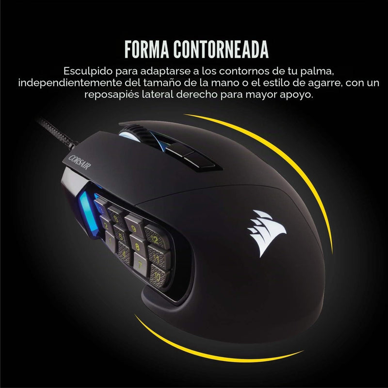 Corsair Scimitar RGB Elite Wired MMO MOBA PC Gaming Mouse – Black
