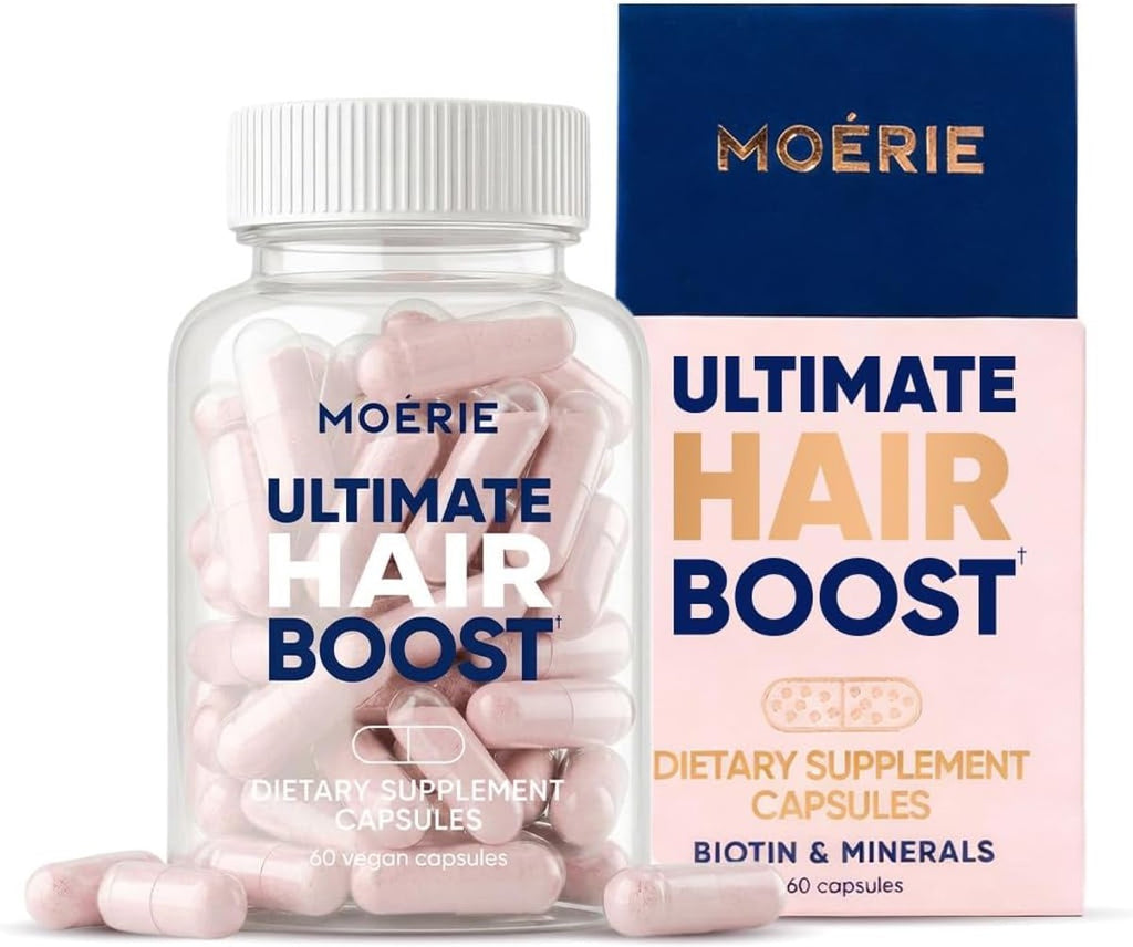 Moerie Ultimate Hair Boost Suplemento para Mujeres y Hombres – Vitaminas para el cabello, la piel y las uñas con biotina y minerales para la salud del cabello – Cabello más grueso – 60 cápsulas