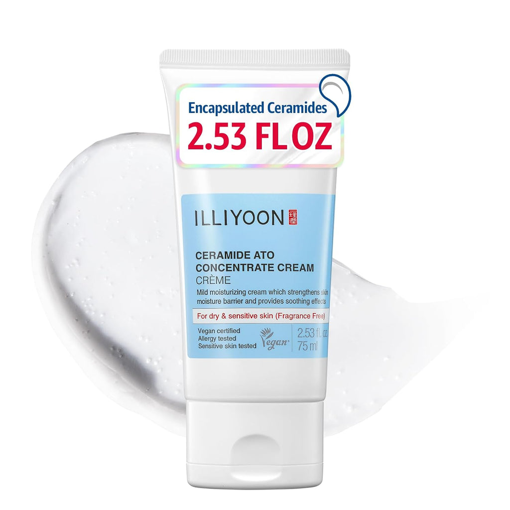 Illiyoon Ceramide Ato Concentrate Cream | Moisturizer for Dry & Sensitive Skin, 100hr Lasting Hydration, For Face & Body, Gentle for Infants, Moisture Barrier Repair, Vegan Certified, 2.53 fl.oz.