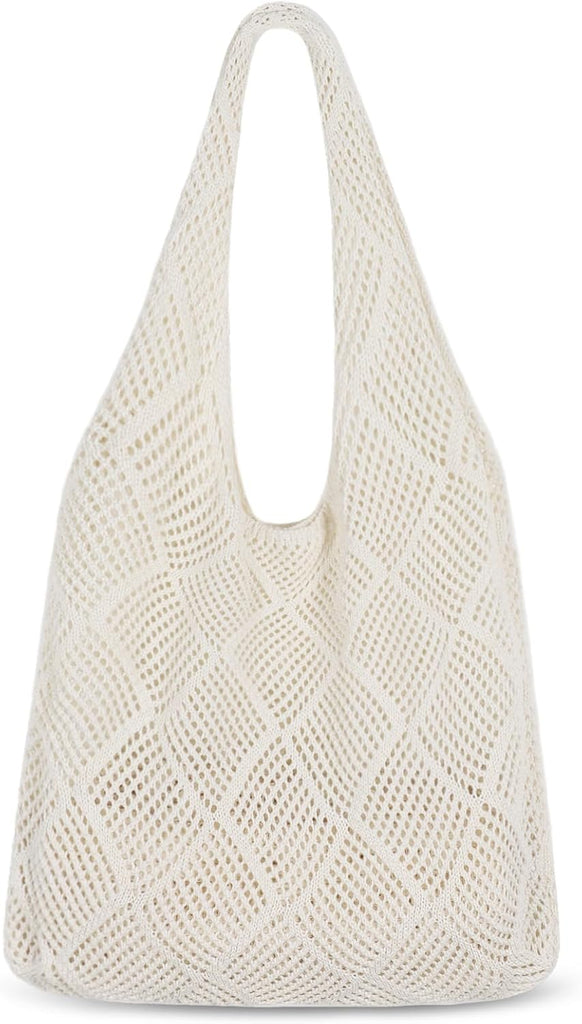 Sightor Crochet Tote Bag, Mesh Beach Bag Knit Summer Hobo Bag for Women