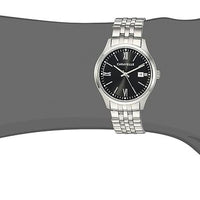Caravelle by Bulova Men's Dress Quartz Silver Tone Stainless Steel Watch, Black Dial Style: 43B158