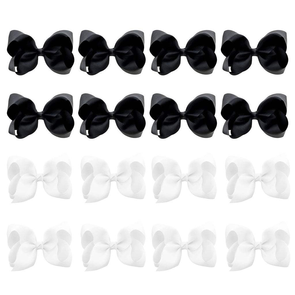 DEEKA 16 PCS 4" Hand-made Hair Bow Grosgrain Ribbon Solid Color Hair Bow Alligator Clips Hair Accessories for Little Tee