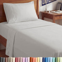 Twin XL 3 Piece Sheet Set - College Dorm Room Essentials - French Grey