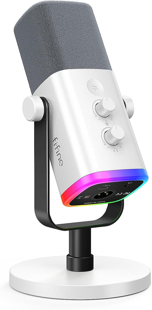 FIFINE AmpliGame AM8W XLR/USB Gaming Microphone for Streaming Podcasting
