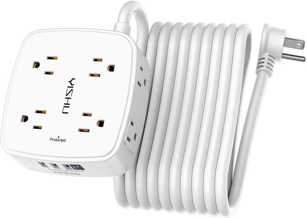 20 Ft Surge Protector Power Strip - 8 Widely Outlets with 4 USB Ports, 3 Side Outlet Extender with 20 Feet Extension Cor