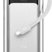 TALIX Portable Charger 100W, 10000mAh Power Bank with Built-in USB-C Cable