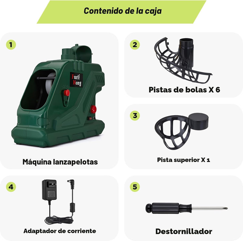 Furlihong 3819BH - Máquina portátil de pelotas de tenis - 5 ángulos ajustables, 2 niveles