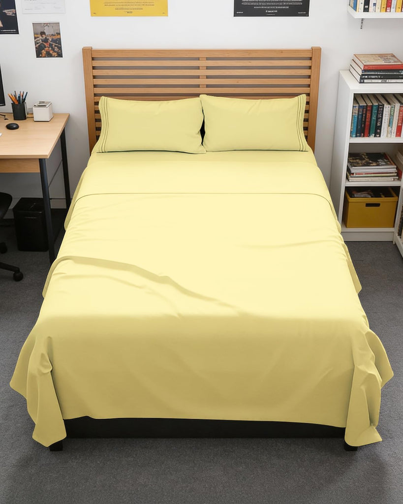 Full XL Sheets - 4 Piece Full XL Sheet Set - Breathable & Cooling - Yellow