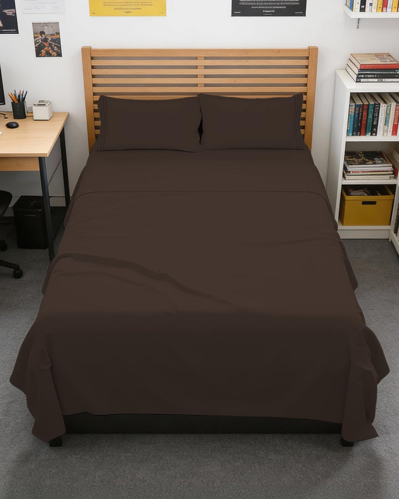 Full XL Sheets - 4 Piece Full XL Sheet Set - Breathable & Cooling - Brown
