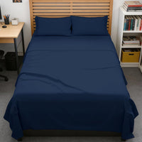 Full XL Sheets - 4 Piece Full XL Sheet Set - Cool & Breathable - Navy Blue