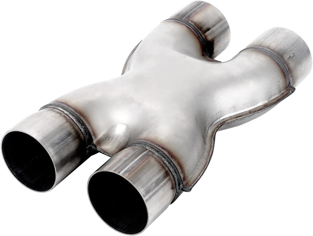 A-KARCK Exhaust X Pipe Dual 2.5" Inlet, 12" Long Dual 2.5" Outlet Stainless Steel X Pipe for Smoother Exhaust (Wide-edge