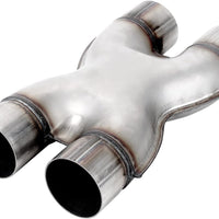 A-KARCK Exhaust X Pipe Dual 2.5" Inlet, 12" Long Dual 2.5" Outlet Stainless Steel X Pipe for Smoother Exhaust (Wide-edge