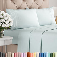 King Size 4 Piece Sheet Set - Comfy Breathable & Cooling Sheets - Ice Blue