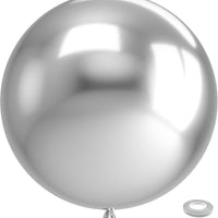 Bezente Metallic Silver Giant Latex Round Balloons 36 Inch 8 Pack