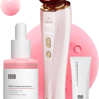 INIA Flare - Dispositivo facial de microcorriente 3 en 1, terapia de luz roja para cara y cuello, herramienta de masajeador con calor y vibración para el cuidado de la piel, hinchazón, reafirmación