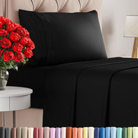 Full XL Sheets - 4 Piece Full XL Sheet Set - Breathable & Cooling - Black