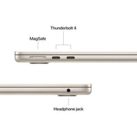MacBook Air M5 Starlight puertos MagSafe Thunderbolt 4 y headphone jack