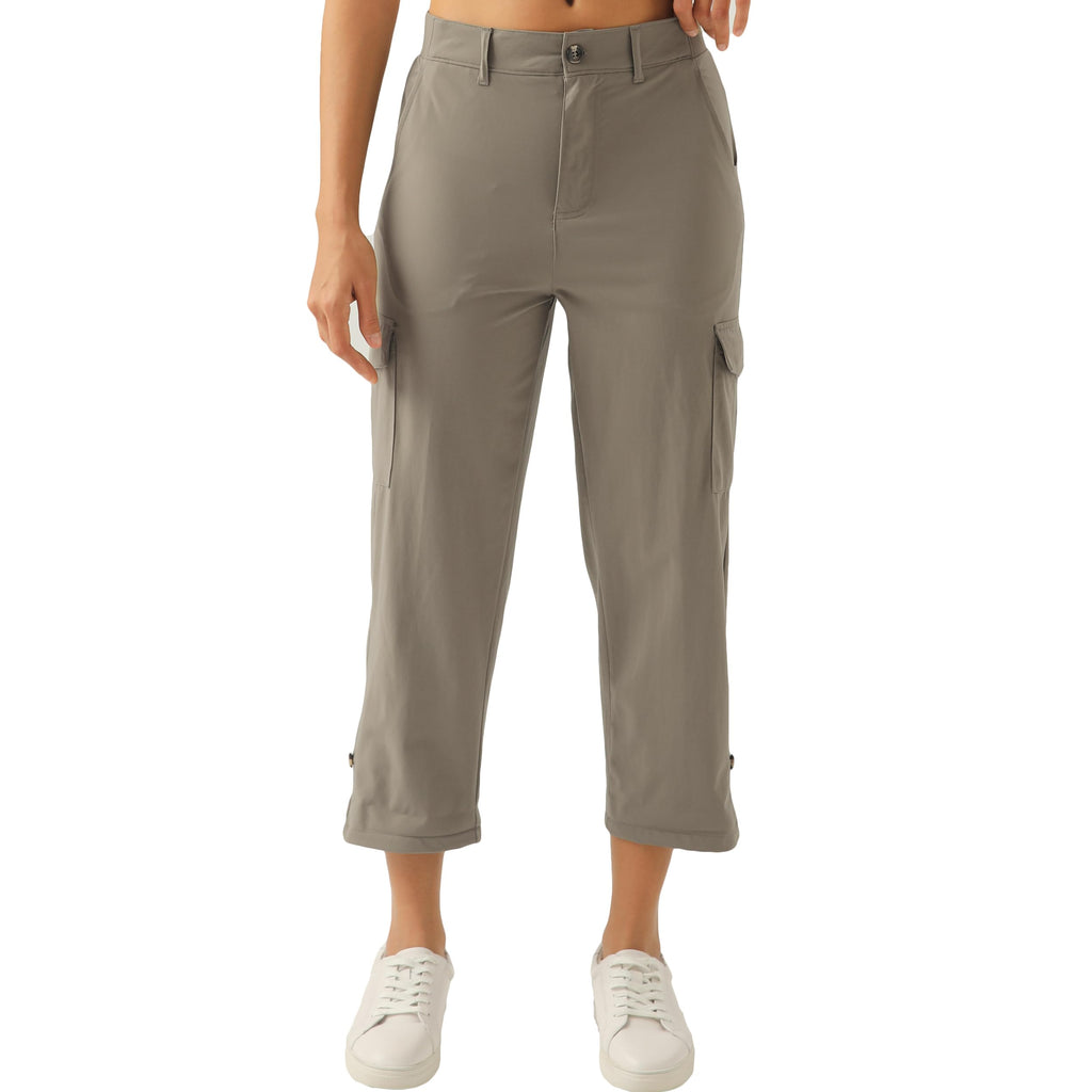 XINGPAOZHE Women's Lightweight Hiking Capri Cargo Pants(Dark Khaki,L)