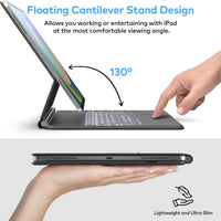 Funda con Teclado runelk para iPad Air 11" (M4/M3/M2) y Pro 11" - Gris
