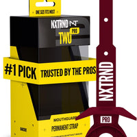 Nxtrnd Two Pro Football Mouth Guard, Permanent Strap, Fits Adult & Youth (Maroon)
