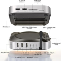 UGREEN Mac mini M4 Dock & Stand with NVMe SSD Enclosure, 3 USB A 10Gbps, USB C Data Port, SD Card Reader for Mac mini M4/ M4 Pro