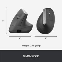 Logitech MX Vertical Wireless Mouse Ergonomic Design - Graphite