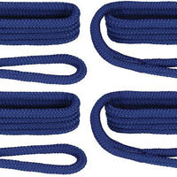 Extreme Max 3006.3386 BoatTector Premium Double Braid Nylon Fender Line Value 4-Pack - 3/8" x 6', Royal Blue