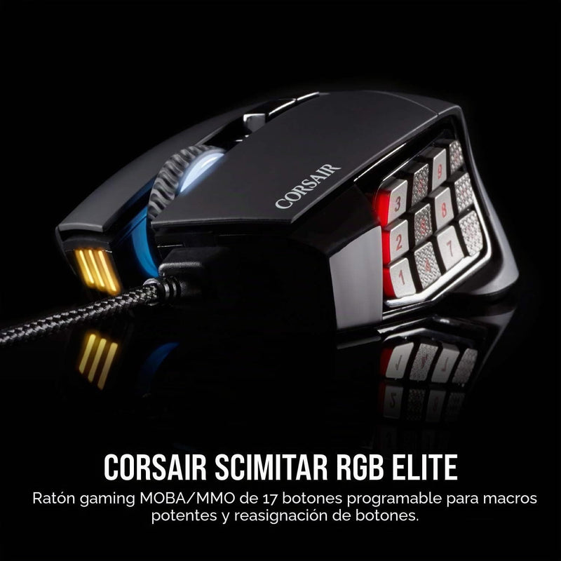 Corsair Scimitar RGB Elite Wired MMO MOBA PC Gaming Mouse – Black