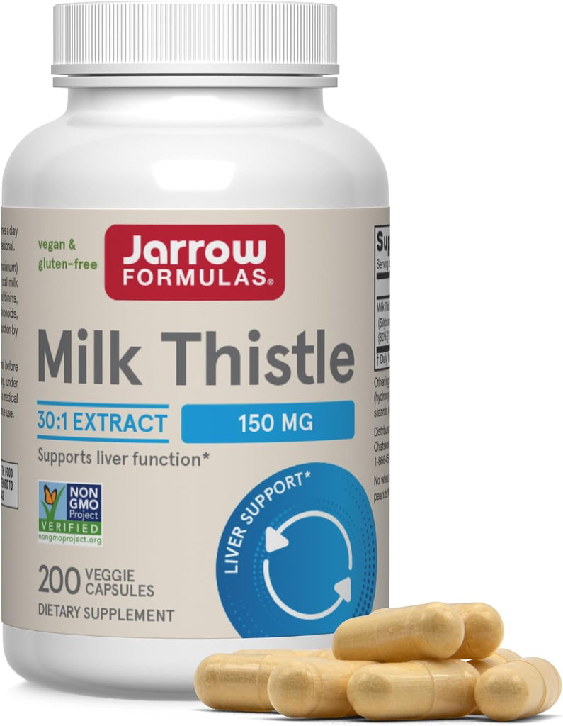 Jarrow Milk Thistle 150mg, 30:1 Standardized Silymarin Extract,200 Capsules - 200 Count (Pack of 2)