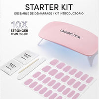 Dashing Diva Glaze Nail Starter Kit - Powder Pink - Long Lasting, Chip Resistant, Semi-Cured Gel Nail Strips - 7-Piece M