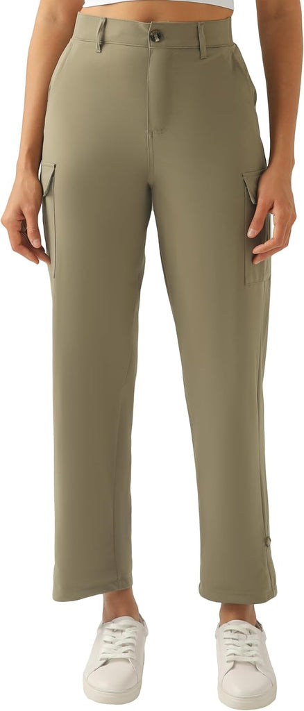 Women's Lightweight Cargo Capri Hiking Pants(Pines Green,XXL)