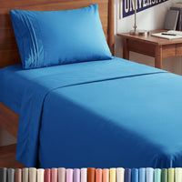 Twin XL 3 Piece Sheet Set - College Dorm Room Essentials - Royal Blue